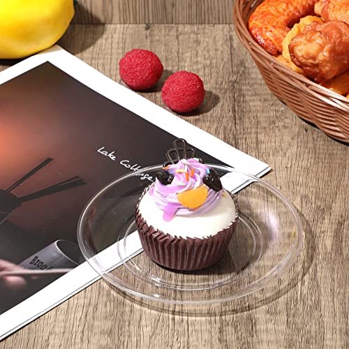 Mimorou TN-MIMOROU-472 Clear Plastic Dessert Plates 5.5 Inch Disposable Cake Plates Small Party Plates Bulk Clear Round Plates thumb #2