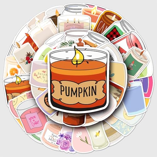 50 Pcs Elegant Aromatherapy Candle Stickers, 1.96-3.15inch Cartoon Fragrance Decorative Stickers, Self-Adhesive for Scrapbooking, Bedroom Decoration, Aromatherapy Theme Setup (Aromatherapy Candle)