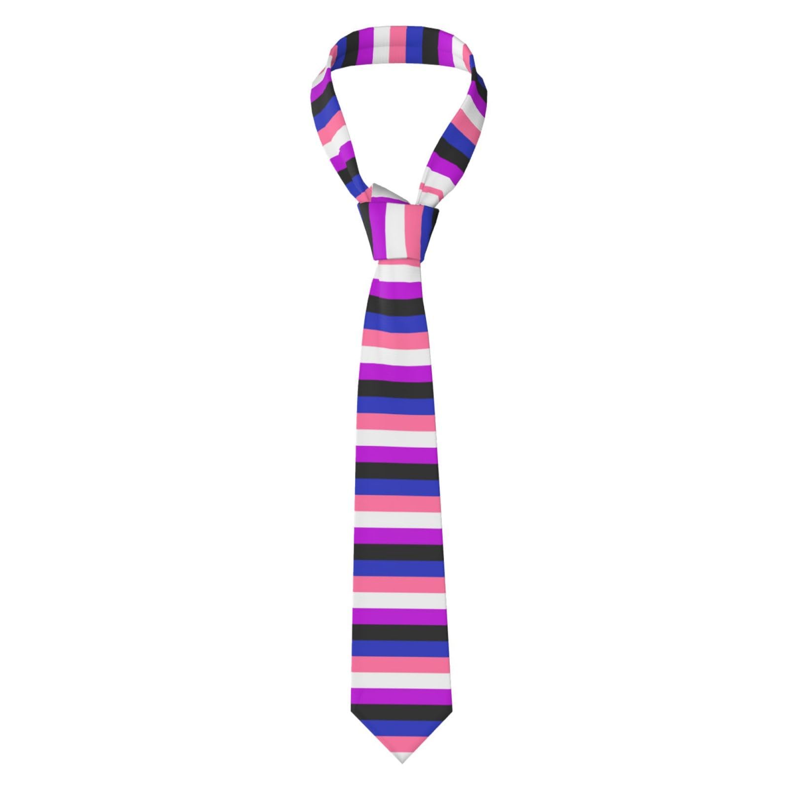 Tcoay Unisex As Picture Fashion Ties Men's Business Ties Slim Fit Ties Christmas Wedding Business Party Ties,Diagonally Genderfluid Pride Flag