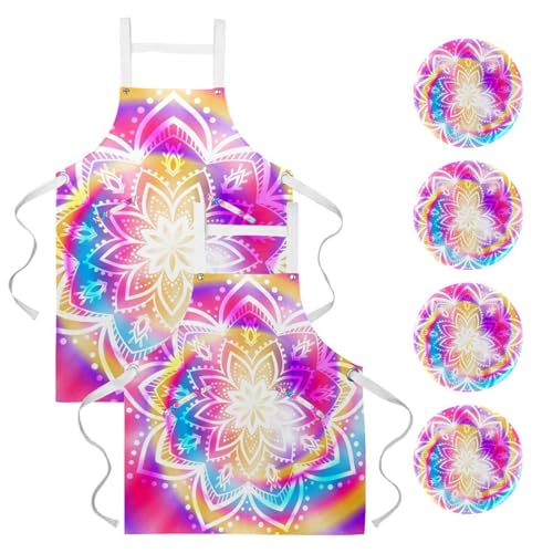 Tablier de cuisine pour pâtisserie et nettoyage de la maison à motif floral coloré