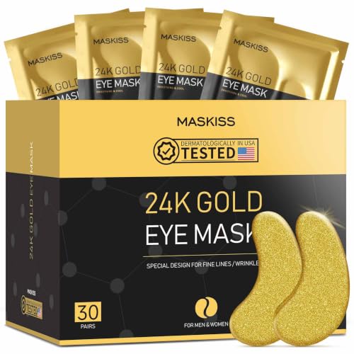 Maskiss 24k Gold Under Eye Patches (30 Pairs), Eye Mask, Collagen...
