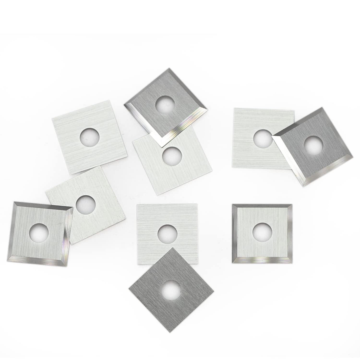 Lot de 10 inserts carrés en carbure de tungstène 10 x 10 x 2,2 mm à 30 ° pour le travail du bois, tête de coupe hélicoïdale, fraise à défoncer, outils de tour - Inserts indexables à 4 bords