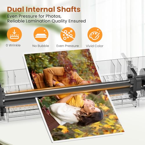 VUSIGN Laminator Machine, 9 Inch Laminators with 40 Laminating Sheets, 2 Roller System Thermal Laminator with Paper Trimmer & Corner Rounder, Laminator Kit for Home Office School and Class, White - Thumbnail 4