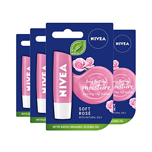 NIVEA Bálsamo labial suave rosa paquete de 4