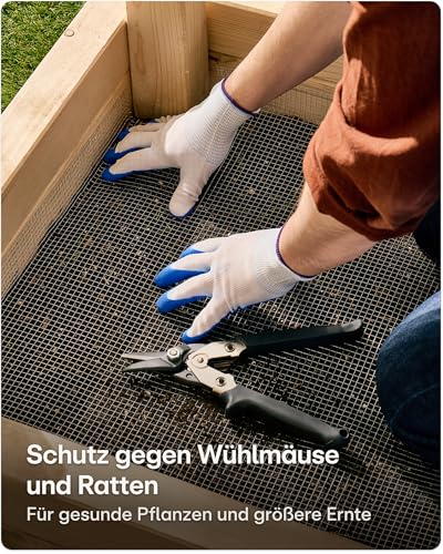 Praknu Drahtgitter Feinmaschig – 0,4 m × 5 m Rolle – Rostfreies Maschendraht & Wühlmausgitter  für Hochbeet – Langlebiges Mäusegitter, Volierendraht & Hasendraht – Kaninchendraht 40cm mit Handschuhe