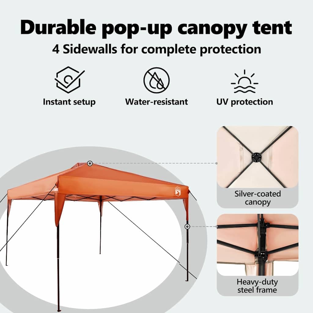 vidaXL Carpa Dosel 290 x 290 x 251 cm Naranja Tela