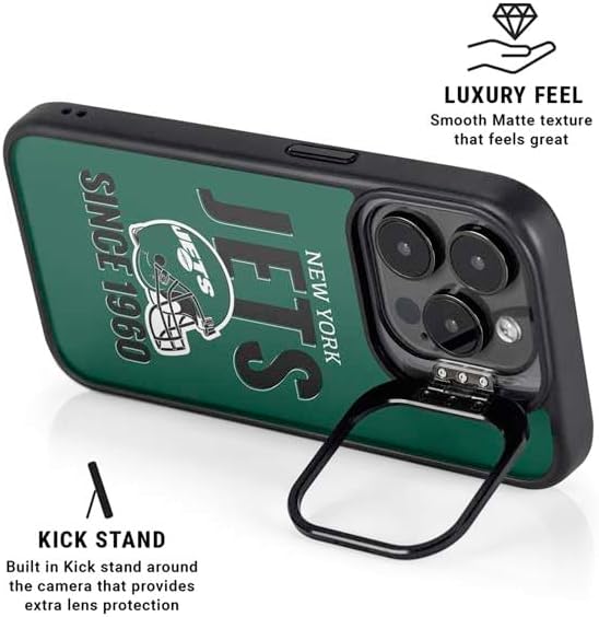Skinit Kickstand Phone Case Compatible with iPhone 15 Pro Max - Officially Licensed NFL New York Jets Helmet Design