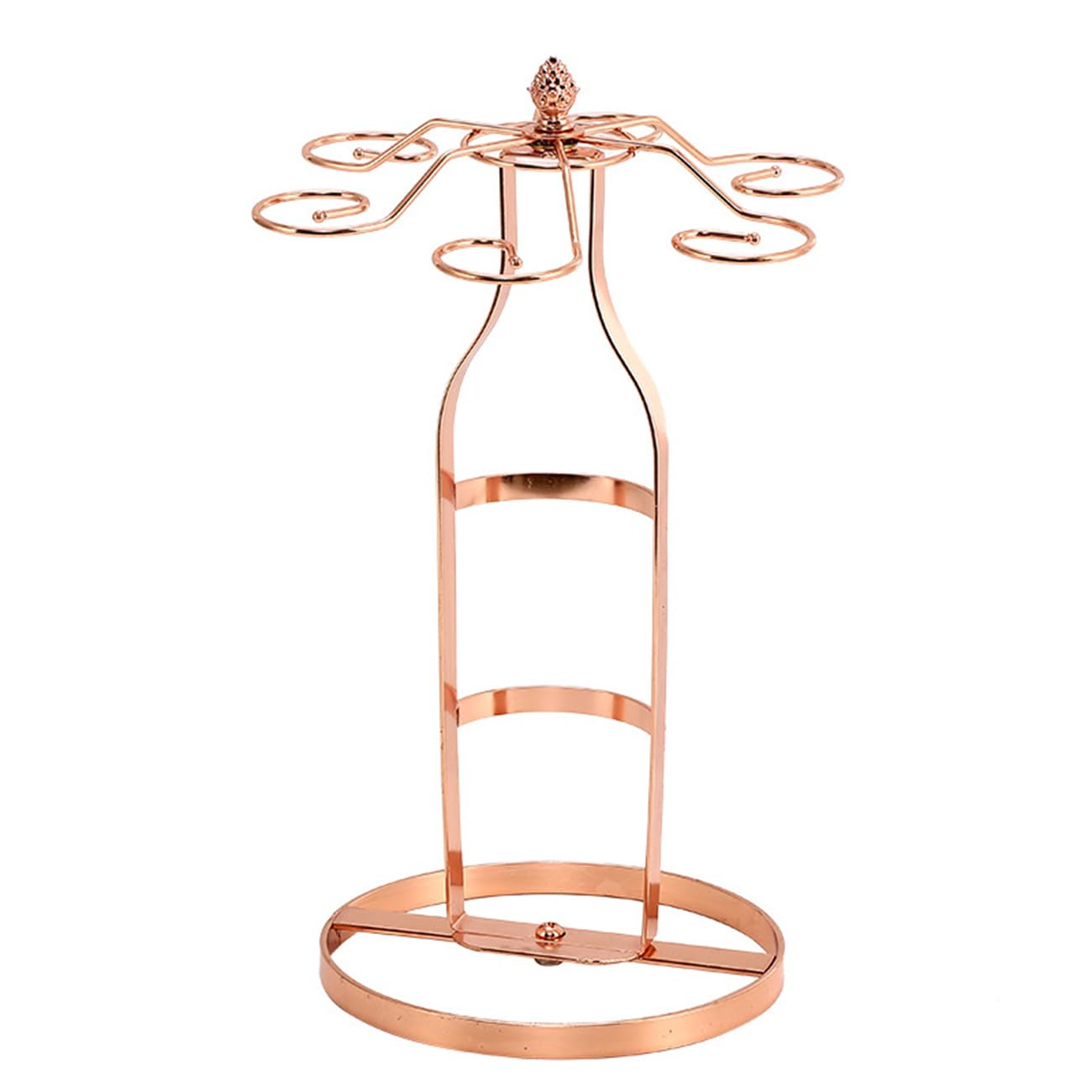 Artículos creativos para muebles de botella, soporte para botellas de vino de hierro forjado, soporte colgante de vidrio de copa de estilo europeo (oro rosa) 2