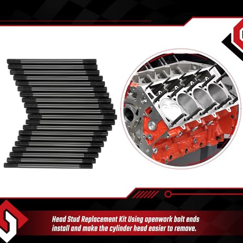 Image of 6.0L Head Stud Replacement Kit for 2003-2007 Ford Powerstroke Diesel Cylinder with Studs and Nuts, 6L Head Stud Kit for F250 F350 F450 F550 2003-2007