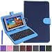 HDE Universal Diamond Stitch Folding Leather Folio Case Cover Stand & Micro USB Keyboard for 7" Tablets w/ Matching Stylus (Blue)