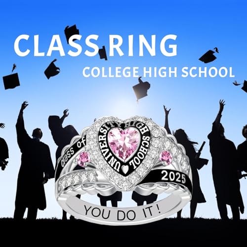Customizable Class Rings for Women Men 925 Sterling Silver High School University Graduation Ring 2025 2026 Personalized College Graduation Gift2