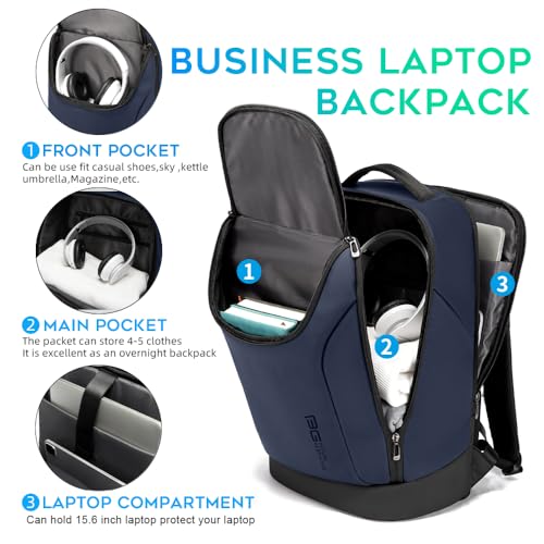 Image of BANGE Business Commute Backpack Waterproof fit 15.6 Inch adopt in Commute,Travel Durable Backpack (Blue)