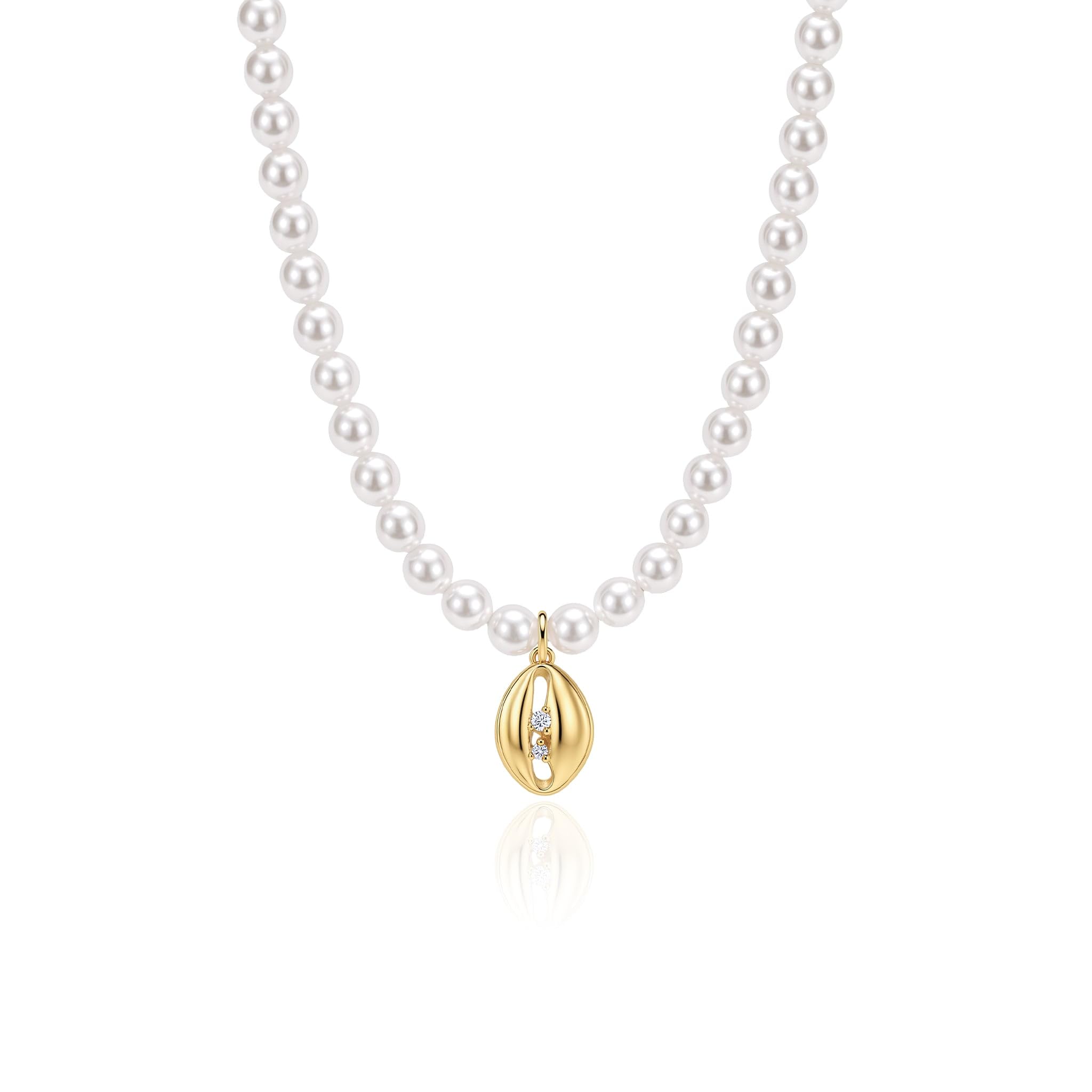 Jeulia Halskette Rund Perlen Kette mit Anhänger Damen Geschenk