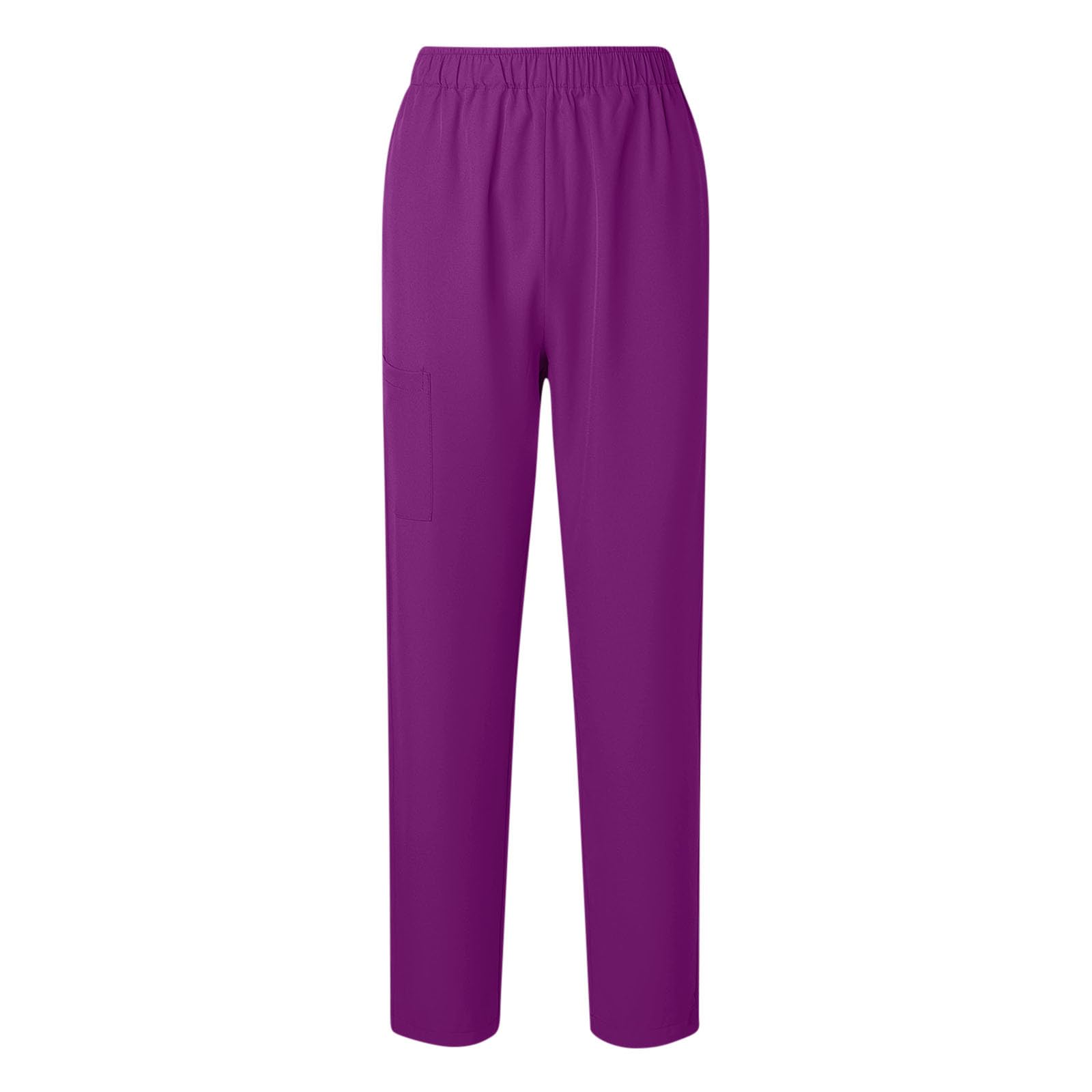 Women Scrub Pants Straight Leg Pull-on Pant Elastic Waist Stretchy Bottoms Nursing Work Trousers with Pocket