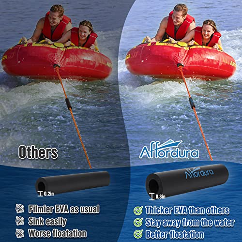 Image of Affordura Adjustable Tow Rope for Tubing, 65 FT 4-Section Boat Tow Rope Extension, Heavy Duty Ski Rope Water Sports Pontoon Towable Tube Pull Rope