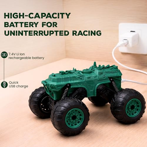 Image of Moon Rover Remote Control Car 4x4 | 1:12 Scale | 40 KM /H High-Speed | 4WD Off-Road | 360 Rotation | 45 Climb | 2.4GHz Signal | 7.4V Rechargeable Battery Fun Learning Toy for 6-12 Year - Green