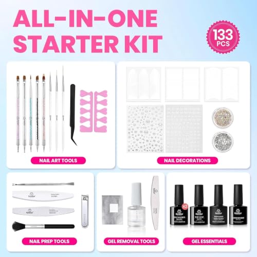Image of Beetles Gel Nail Polish Kit with U V Light, 100 Colors Gel Polish 133 Pcs Nail Stuff Kit for All Seasons with Base and Matte&Glossy Top Coat Infinite Inspirations Soak Off Gifts for Women