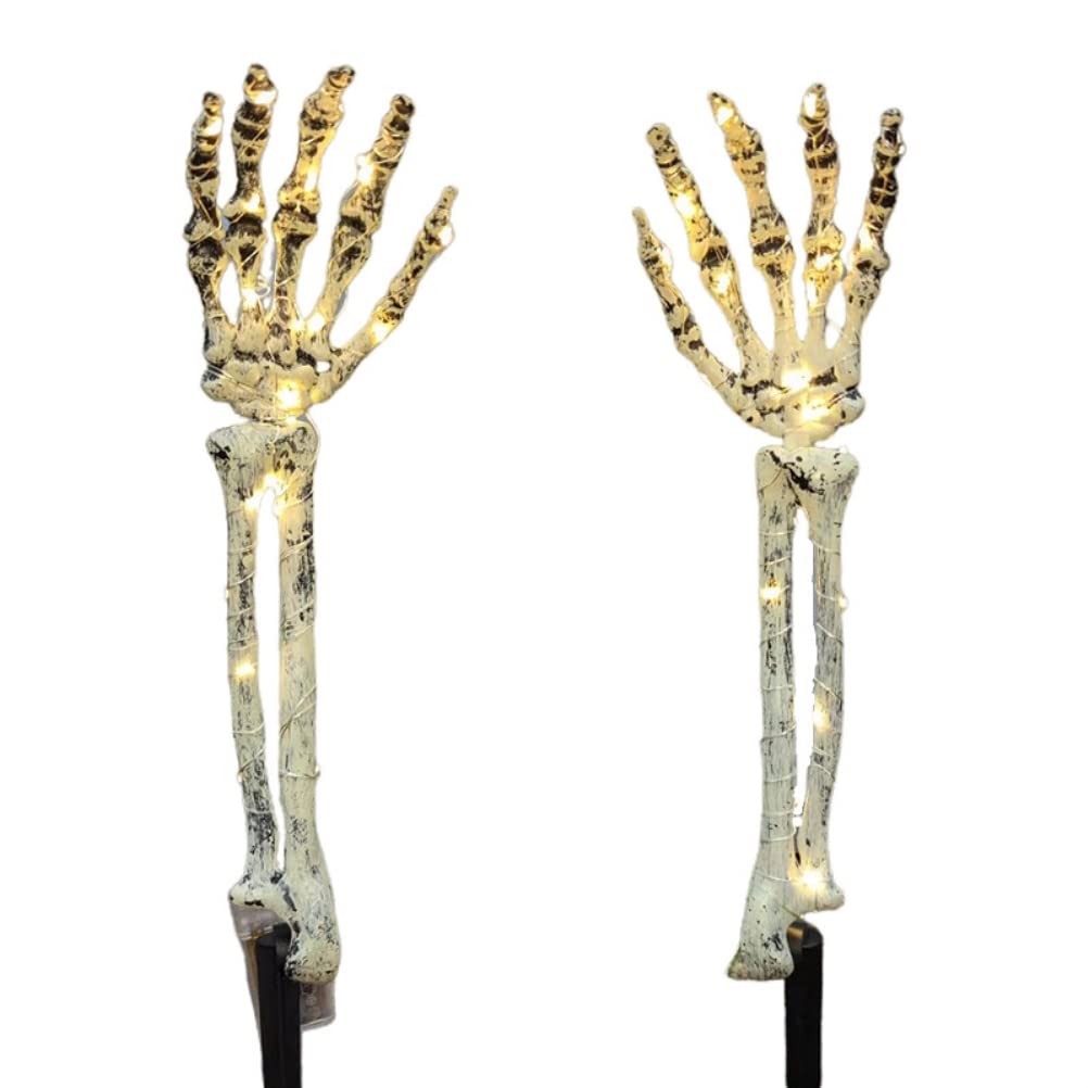 Mano de esqueleto de Halloween, estacas de brazo de esqueleto iluminadas de Halloween, fiesta de Halloween, patio de casa, arte, accesorios para interiores y exteriores, decoraciones little surprise