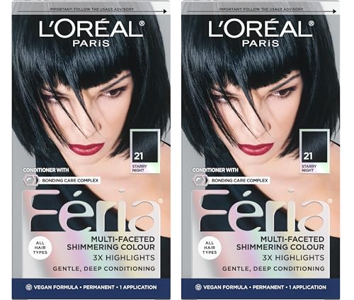 L'Oreal Paris Feria Multi-Faceted Shimmering Permanent Hair Color, 21 Starry Night, Hair Dye Kit, Pack of 2 - image 1