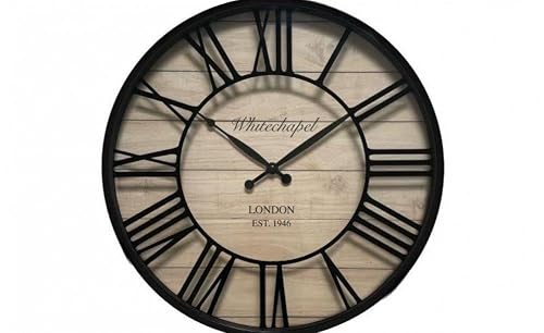 Sil Interiors Black and Wood Effect Wall Clock Decorative Kitchen Accessory