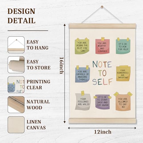 Image of Note to Self Motivational Wall Decor - Office Inspirational Posters Gift Therapy Mental Health Hanger Frame for Counselors Therapists Coworkers Women Kids, Positive Affirmations Wall Art, 12x16 Inch