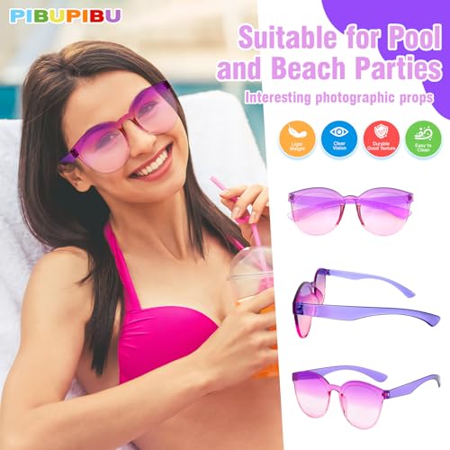 Pibupibu 24/48 Pack Mixed Rimless Colorful Party Sunglasses Bulk, Fun Party Glasses Photoshoot Prop Costume Eyewear2