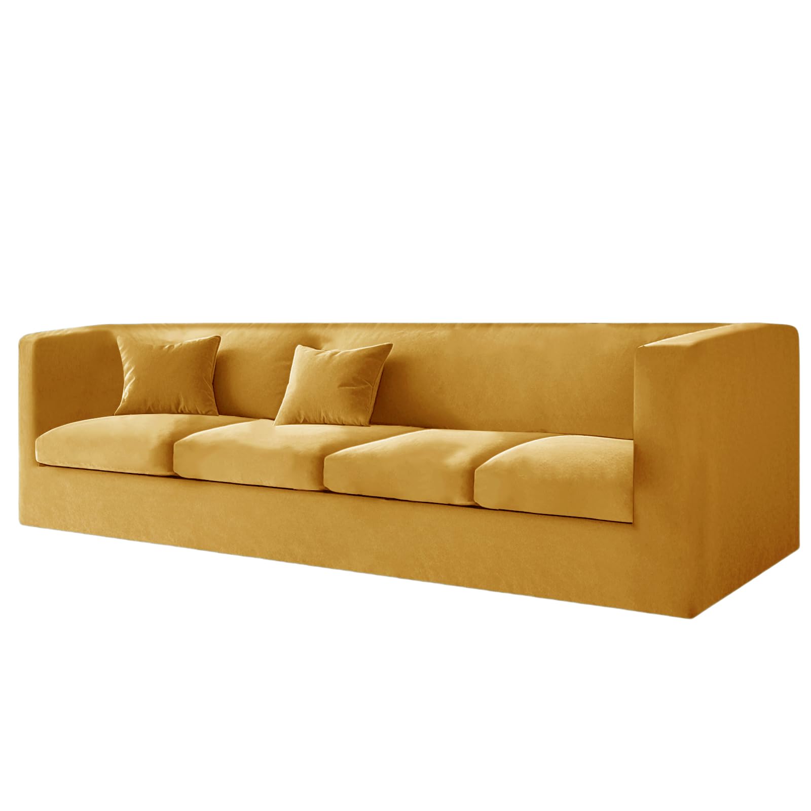 KYJSW High Stretch Chesterfield Sofa Cover Velvet Couch Cover With Seat Cushion Cover Non-Slip Sofa Slipcovers With Armrests For Living Room (Gold,XL SOFA+4 SMALL SEATS)
