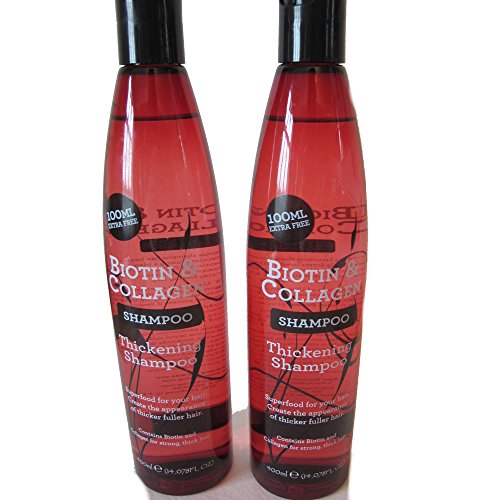 Champú de biotina y colágeno para un cabello más denso, 400 ml (Pack de 2)
