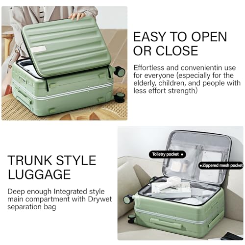 Hanke-20-Inch-Carry-On-Luggage-with-Wheels-PC-Hard-Shell-Suitcases-Top-Opening-Aluminum-Frame-Travel-Luggage-Suitcases-for-Woman-MenBamboo-Green