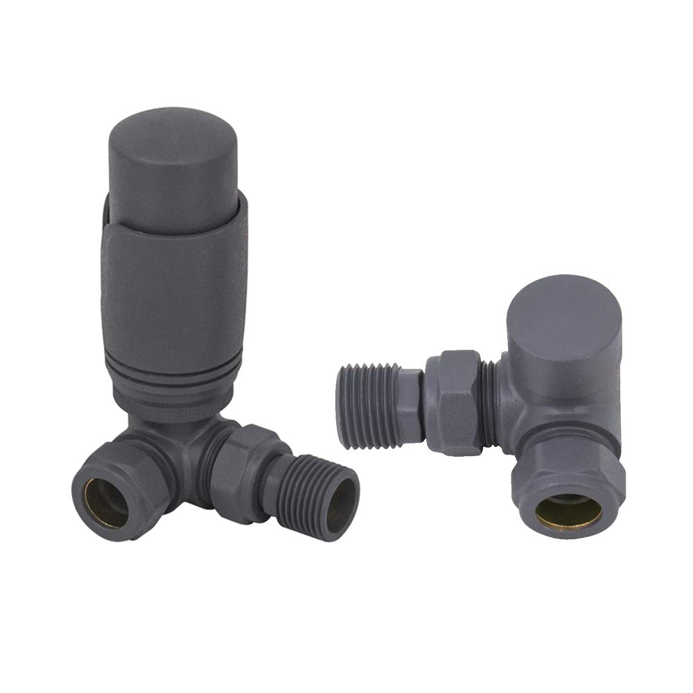 Nrg Anthracite Corner Trv Thermostatic Radiator Valves Central Heating Taps With Free Manual Valve