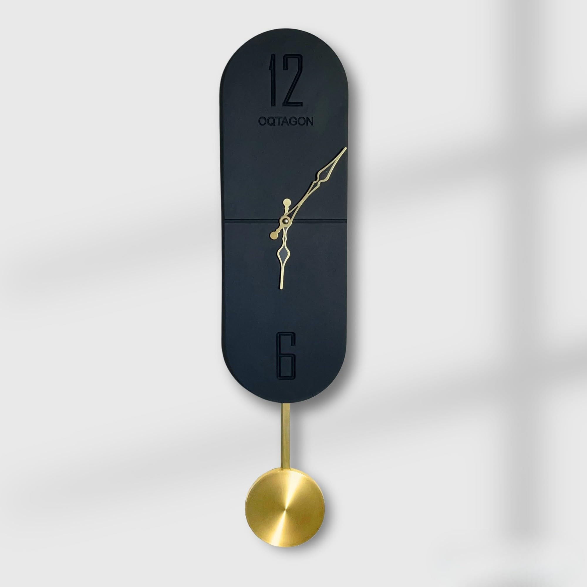 OQTAGON Vertical Noir Designer Pendulum Wall Clock - Modern Slim Black Wall Clock for Living Room, Bedroom & Office | Minimalist Vertical Wall Decor-image-34