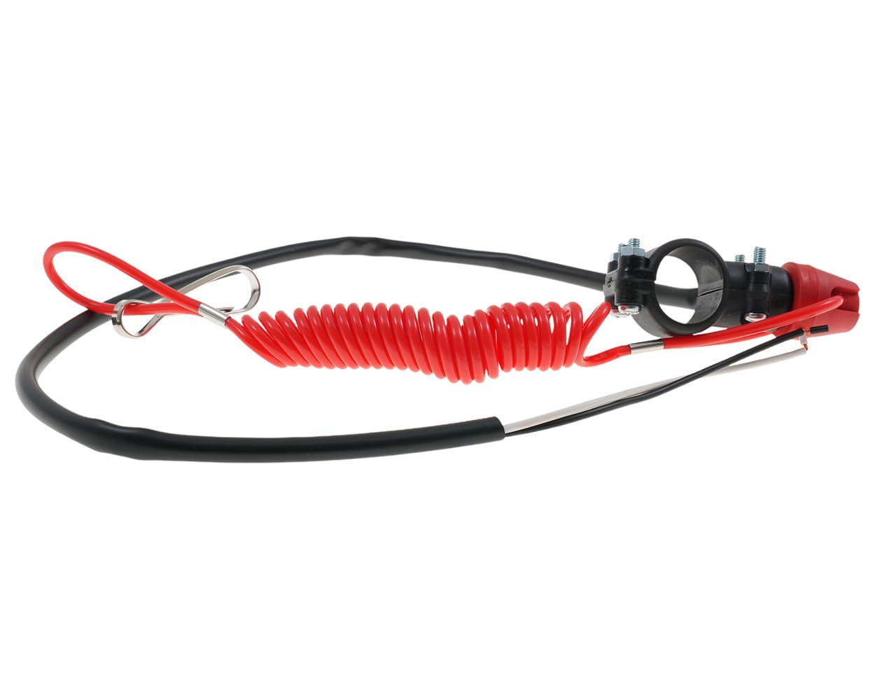Zündunterbrecher Killswitch Racing rot (Öffner) mit Lenkerklemme Notaus, Reißleine universal Roller, Motorrad, Quad, Enduro, Jetski