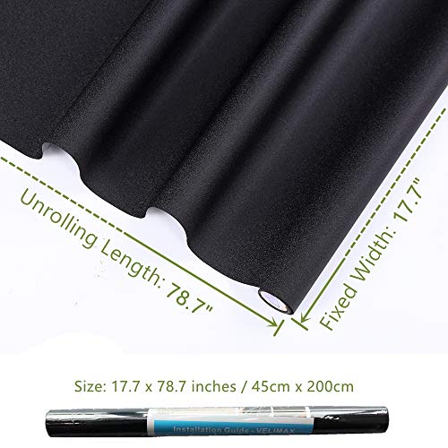 Image of Velimax Static Cling Blackout Window Film Privacy Window Tint Black Stickers 100% Light Blocking Room Darkening No Glue 17.7 inch x 78.7 inch(45CM by 200CM)