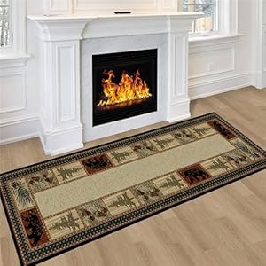 Rustic Wildlife Runner Rug Retro Lodge Forest Wild Animals Bears Maple Leaf Decoration Hallway Rugs Cabin Theme Beige Long Carpet for Indoor Entryway Kitchen Bathroom Laundry, 2x10ft Rustic Wildlife Runner Rug Retro Lodge Forest Wild Animals Bears Maple Leaf Decoration Hallway Rugs Cabin Theme Beige Long Carpet for Indoor Entryway Kitchen Bathroom Laundry 2x10ft