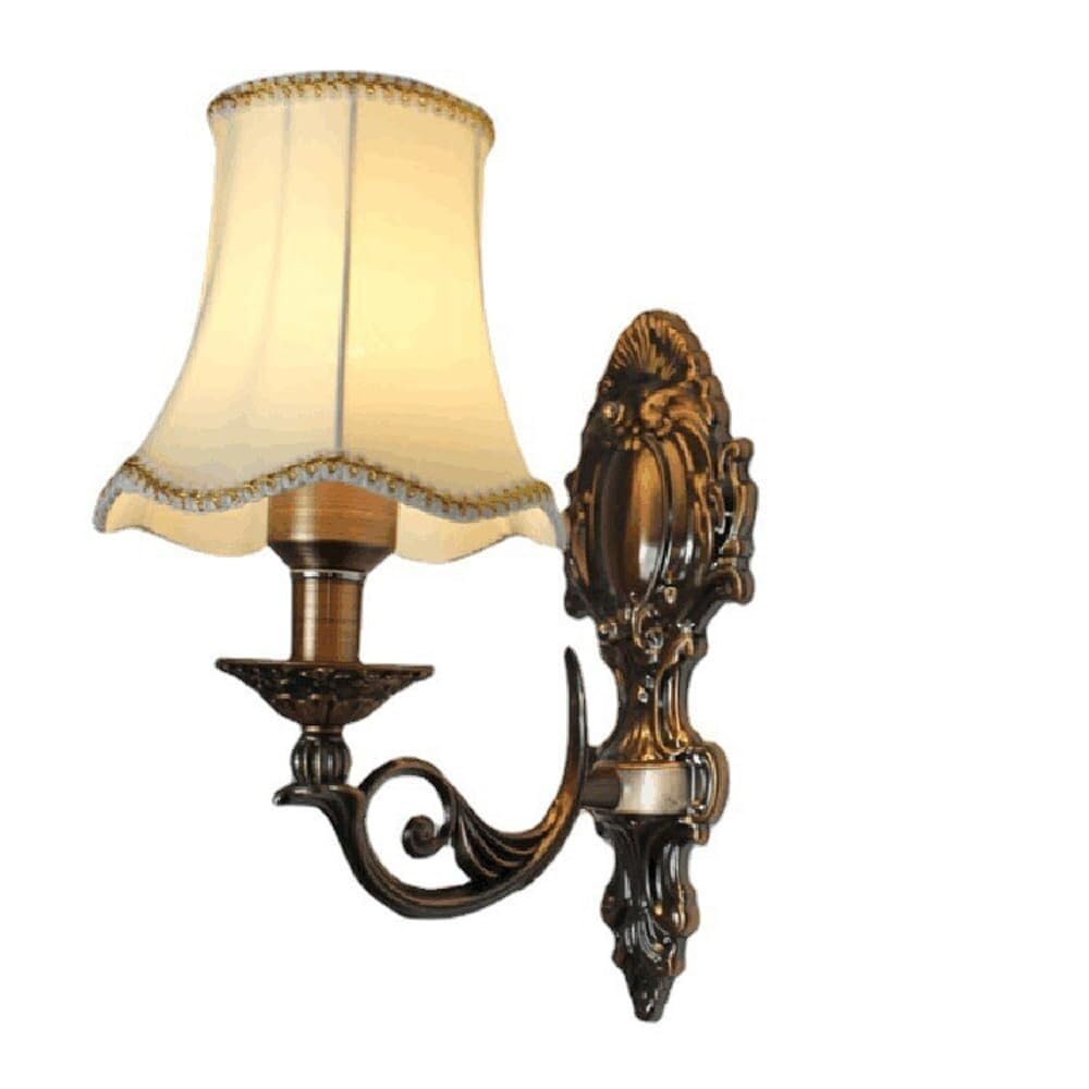 Wandleuchte Innen Wandlampe Vintage Flur Korridor Wandleuchte Rot Bronze Retro Wandleuchte E14 Bauernhaus Kerze Laterne Vorrichtung mit Trompetenstoffschirm for Schlafzimmer Nachttisch Dekor Leuchte W