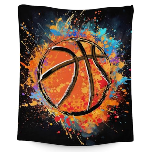 Blanket for Boys - Basketball Throw Blanket Gift for Basketball Lover - 50x40 Inches Sports Blankets...