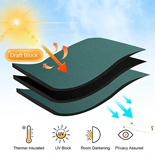 RYB HOME Kitchen Curtains Blackout - Half Window Curtains Thermal Insulated Blackout Privacy Drapes for Living Room Cafe Bedroom Basement, W 42 x L 36, Teal, 2 Panels