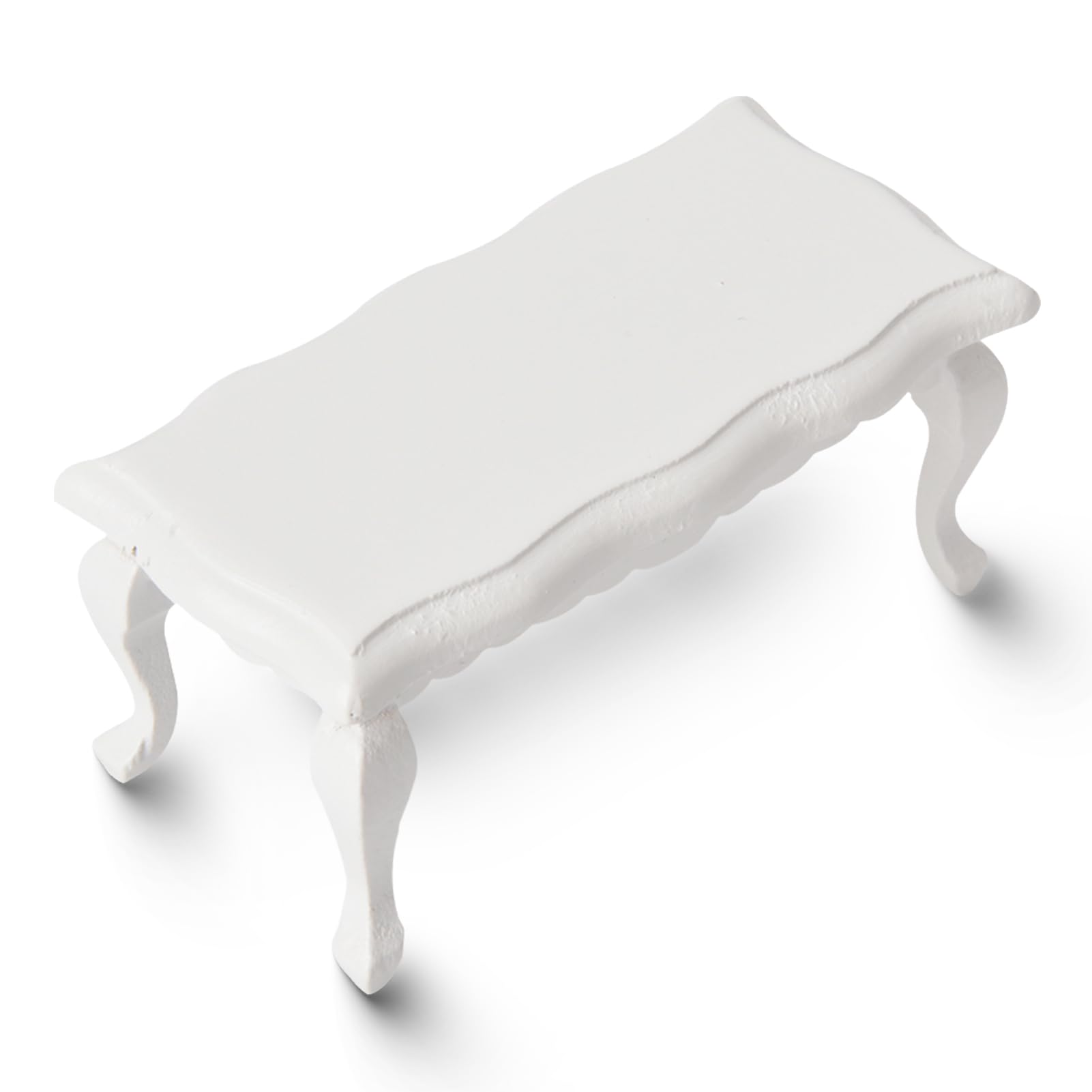 Miniature Dollhouse Tea Table, 1:12 Dollhouse Wooden Coffee Table Living Room Tea Table Miniature Furniture Model (White)