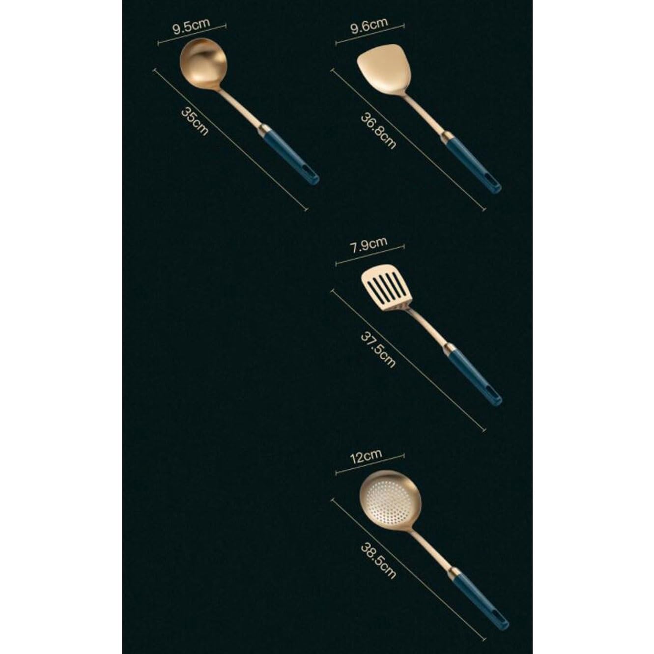 Pfannenwender aus Edelstahl 304, Löffel, 4-teiliges Set, Küchenutensilien, Ablasslöffel, Gadgets aus Holz
