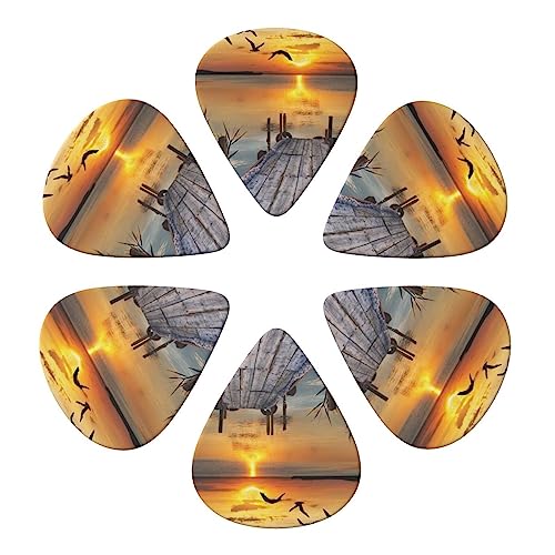 ギターピック 6個パック Wild Goose by the Bridge プリントギターピックホルダー パーソナライズされたギターピック アコースティックギター バイオリン ウクレレ ベース