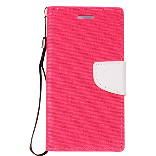 Z-Gen - Compatible With Motorola Moto G7 Power (U.s. Version), Moto G7 Supra, Moto G7 Optimo Maxx, Optimo Max Xt1955Dl - Denim Fabric Flip Wallet Phone Case - Ct5 White/Pink #TOP3