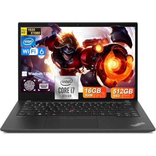 Lenovo Thinkpad T14s Laptop Business, 14 inch (1920x1080), Intel Core i7-10510U, 16 GB RAM, 512 GB SSD, QWERTY Keyboard, Windows 11 Pro (Renewed)