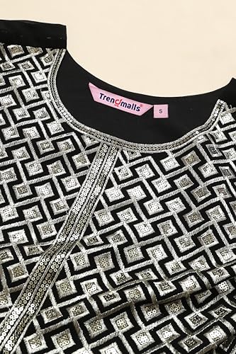Image of TRENDMALLS Women's Georgette Embroidery With Sequence Work Anarkali Kurta Pant Set with Dupatta For Women