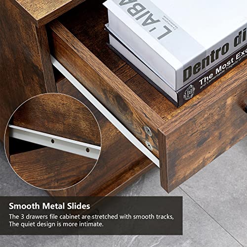 Clipop Mobile Offiec Cabinet With 1 Lockable Drawer & Storage Cabinet Box, Under Desk Rolling Vertical File Cabinet With 4 Wheels For Letter/Legal /A4 Size Documents For Home Office (Rustic Brown) #TOP5