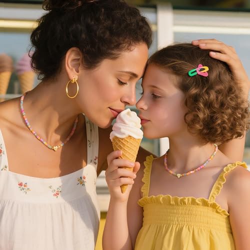 Initial Necklaces,14k Gold Plated A-Z Personized Custom Heart Letter Pendant Colorful Boho Bead Necklace Dainty Gold Necklace Summer Jewelry for Birthday Gift3