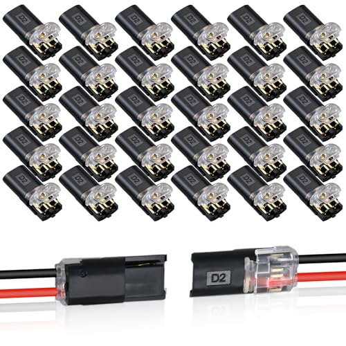 30PCS Double Wire Plug in Connector,Pluggable Low Voltage Wire Connector with Locking Buckle,Quick...