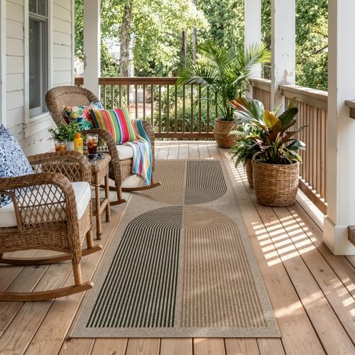 Image of Lahome Enfys Modern Rainbow Easy Jute Rug, 2x6 Kitchen Runner Washable Rug Runners for Hallways Farmhouse Carpet, Non Slip Indoor Outdoor Runner Contemporary Door Mat for Laundry Porch