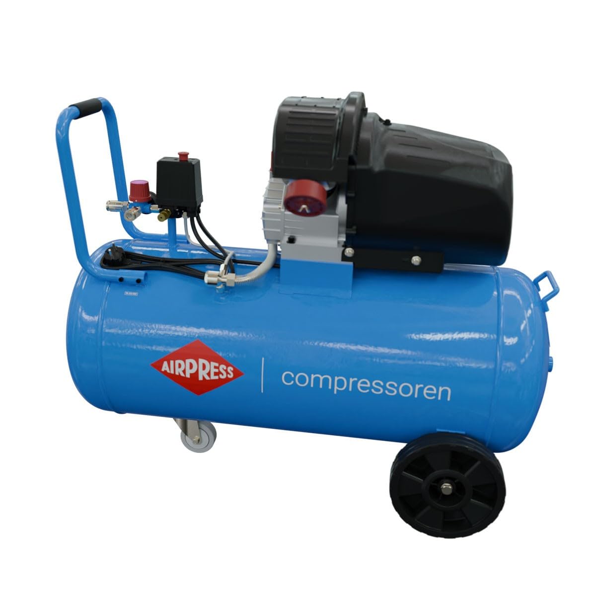 AIRPRESS - Compresor de Aire de dos pistones HL 425-90V 10 Bar 3 CV/2.2 KW 230 /min 90 LTS. con Juego de 6 Accesorios neumáticos