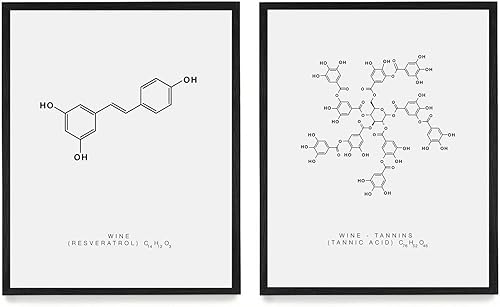 Miniatura 1 de Póster de molécula de vino, arte científico para pared, decoración del hogar, regalo de inauguración de la casa, juego de 2 impresiones artísticas