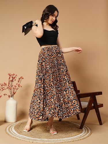 Image of KZULLY | Floral Printed Maxi Skirt | Comfortable Elastic Waist | Stylish Morden and Comfortable Looking | Fashionable and Modern Look Perfect for Any Event| Polyester, Crepe| for Women